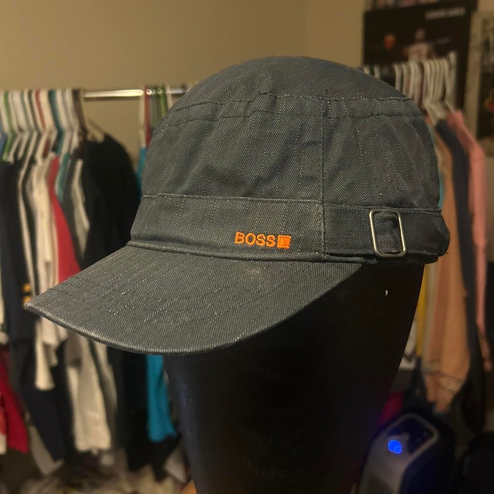 Vintage Hugo Boss Train Conductor Style Hat Cap Unisex Adults Navy Blue RARE
